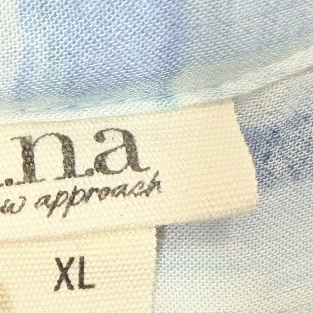 a.n.a Blue and White Wrap Blouse with Mandarin Collar - Picture 3 of 5